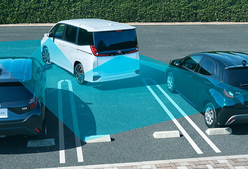 パノラミックビューモニター(床下透過表示機能付)+パーキングサポートブレーキ(後方歩行者+周囲静止物)